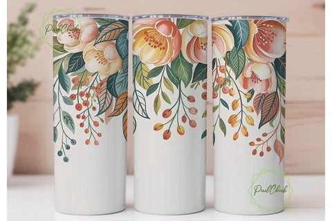 Watercolor Floral Tumbler Wrap Sublimation PixelChick 