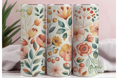 Watercolor Floral Tumbler Wrap Sublimation PixelChick 