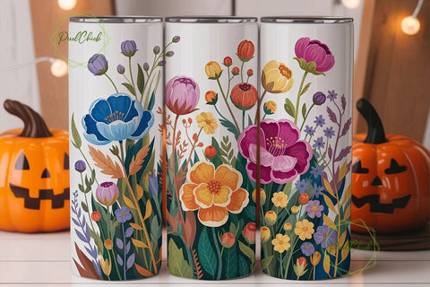 Watercolor Floral Tumbler Wrap Sublimation PixelChick 
