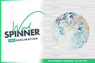 Watercolor floral wind spinner round design for sublimation Sublimation Regulrcrative 