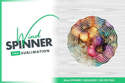 Watercolor floral wind spinner round sublimation design Sublimation Regulrcrative 