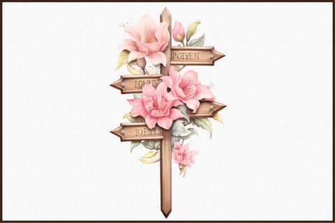Watercolor Floral Wood Signs Clipart Sublimation designartist 