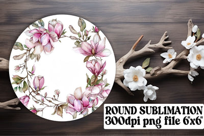 Watercolor Floral Wreath Round Design Sublimation afrosvg 