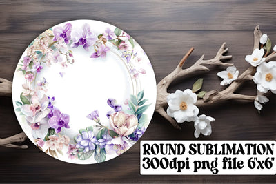 Watercolor Floral Wreath Round Design Sublimation afrosvg 