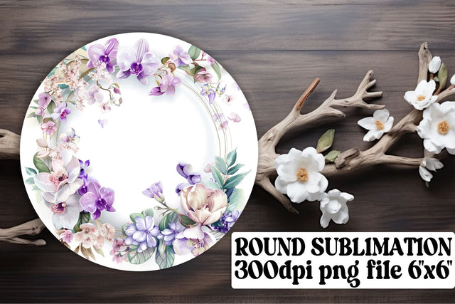 Watercolor Floral Wreath Round Design Sublimation afrosvg 