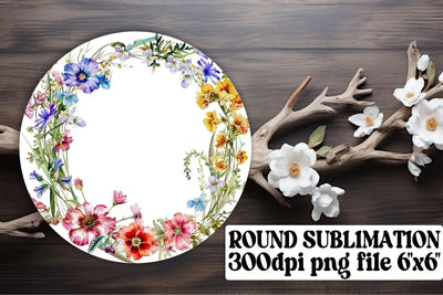 Watercolor Floral Wreath Sublimation Sublimation afrosvg 