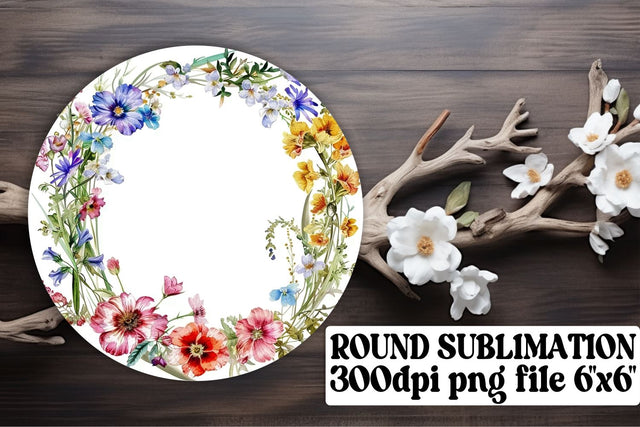 Watercolor Floral Wreath Sublimation Sublimation afrosvg 