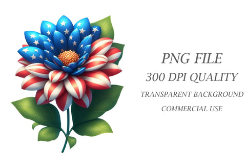 Watercolor Flower 4th July Clipart Sublimation Rupkotha 