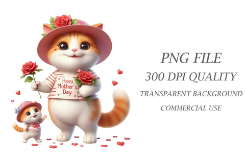 Watercolor Flower Cat Clipart Sublimation Rupkotha 