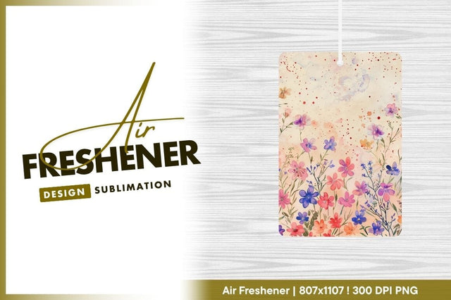 Watercolor flower field air freshener png Sublimation Regulrcrative 