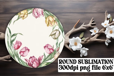 Watercolor Flower Round Design Sublimation afrosvg 