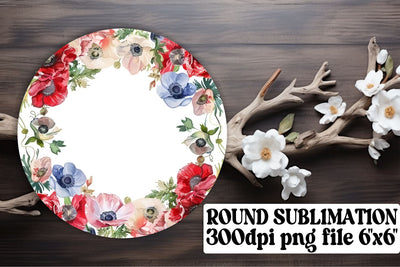 Watercolor Flower Round Design Sublimation afrosvg 