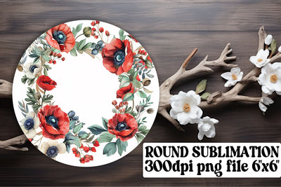 Watercolor Flower Round Design Sublimation afrosvg 