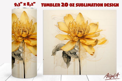 Watercolor flower tumbler wrap / yellow wildflower tumbler Sublimation Angelina Semenova 
