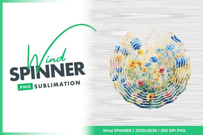 Watercolor flower wind spinner round design Sublimation Regulrcrative 