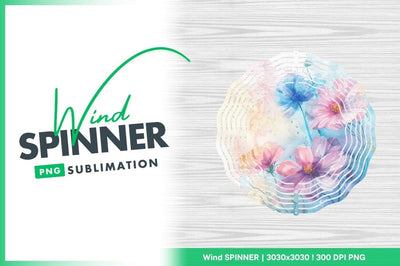 Watercolor flower wind spinner round sublimation design Sublimation Regulrcrative 