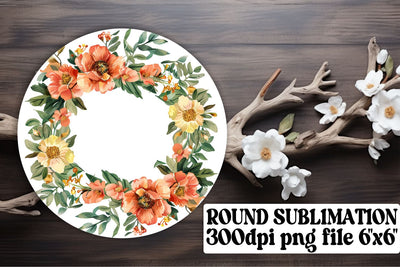 Watercolor Flower Wreath Design for PNG Sublimation afrosvg 