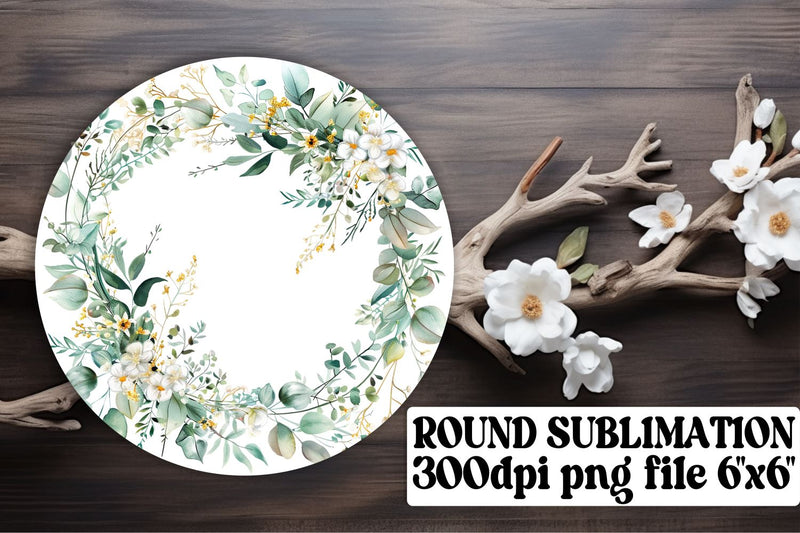 Watercolor Flower Wreath Design Sublimation afrosvg 