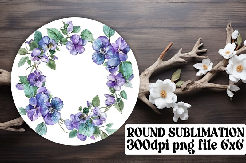 Watercolor Flower Wreath Keychain Sublimation afrosvg 