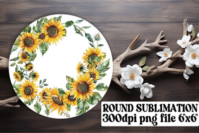 Watercolor Flower Wreath Round Design Sublimation afrosvg 