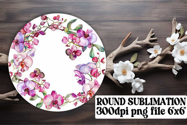 Watercolor Flower Wreath Round Design Sublimation afrosvg 