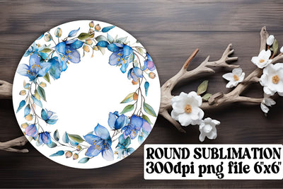 Watercolor Flower Wreath Round Design Sublimation afrosvg 