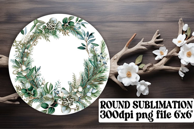 Watercolor Flower Wreath Round Design Sublimation afrosvg 