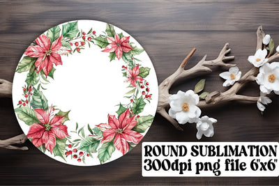 Watercolor Flower Wreath Round Design Sublimation afrosvg 