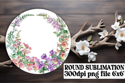 Watercolor Flower Wreath Sublimation Sublimation afrosvg 
