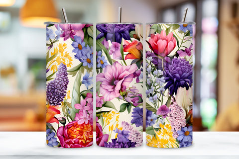 Watercolor Flowers 20 oz, Skinny Tumbler Wrap, Sublimation, Spring Blooms Tumbler Wrap, Sublimation PNG design, PNG, Flowers Tumbler Wrap, Sublimation PNG design, Watercolor Sublimation FloridPrintables 