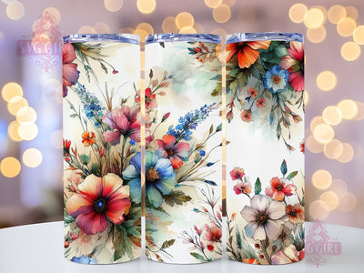 Watercolor Flowers 20oz Tumbler, Flowers Tumbler Png, Straight Tapered Tumbler Wrap, Instant Digital Download Sublimation SvggirlplusArt 