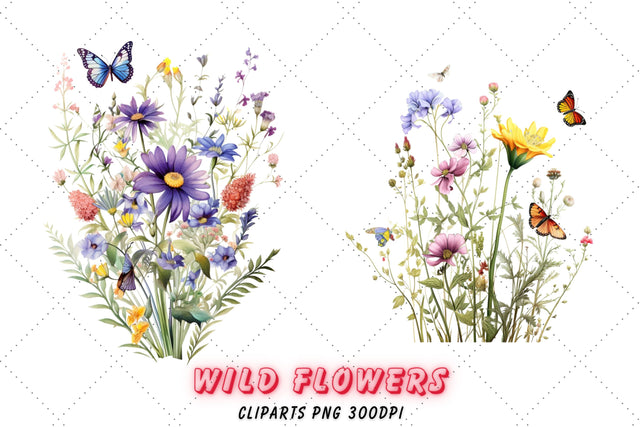 Watercolor Flowers Clipart - Floral Clipart - Wild Flowers - Wild Floral Clipart - Wedding Clipart - Spring Clipart Sublimation FloridPrintables 