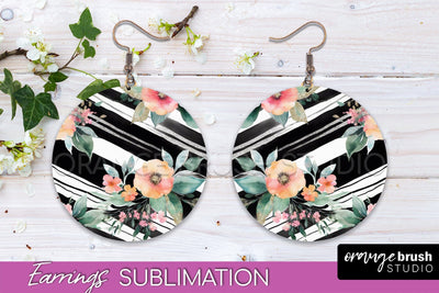 Watercolor Flowers Earrings, Pink Floral Earring Sublimation Sublimation OrangeBrushStudio 