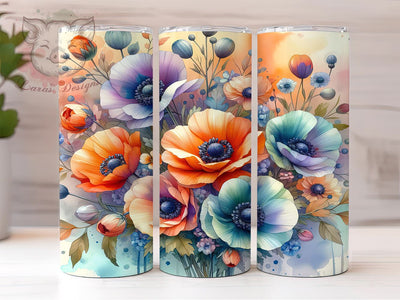 Watercolor Flowers Floral Art 20oz Tumbler Png, Straight & Tapered Tumbler Png, Wildflowers Tumbler Png, Digital Download PNG Sublimation Lara' s Designs 