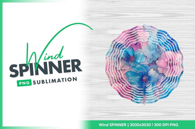 Watercolor flowers floral art wind spinner round png Sublimation Regulrcrative 