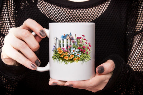 Watercolor Flowers Garden Fence Sublimation Clipart Bundle Sublimation Designangry 