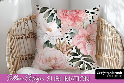 Watercolor Flowers Pillow Cover - Summer Pillow Sublimation Sublimation OrangeBrushStudio 