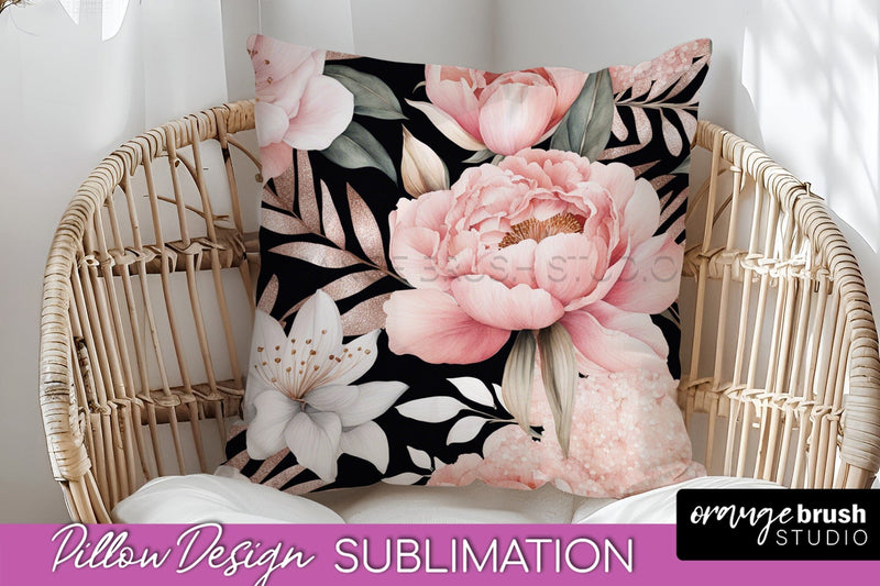Watercolor Flowers Pillow Cover - Summer Pillow Sublimation Sublimation OrangeBrushStudio 