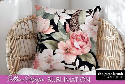 Watercolor Flowers Pillow Cover - Summer Pillow Sublimation Sublimation OrangeBrushStudio 