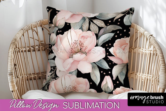 Watercolor Flowers Pillow Cover - Summer Pillow Sublimation Sublimation OrangeBrushStudio 