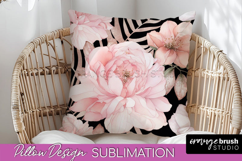 Watercolor Flowers Pillow Cover - Summer Pillow Sublimation Sublimation OrangeBrushStudio 