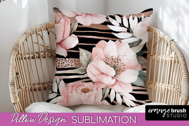 Watercolor Flowers Pillow Cover - Summer Pillow Sublimation Sublimation OrangeBrushStudio 