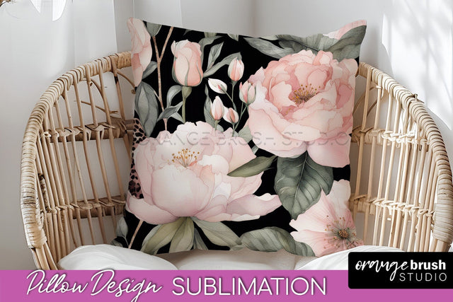 Watercolor Flowers Pillow Cover - Summer Pillow Sublimation Sublimation OrangeBrushStudio 