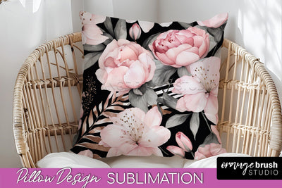 Watercolor Flowers Pillow Cover - Summer Pillow Sublimation Sublimation OrangeBrushStudio 