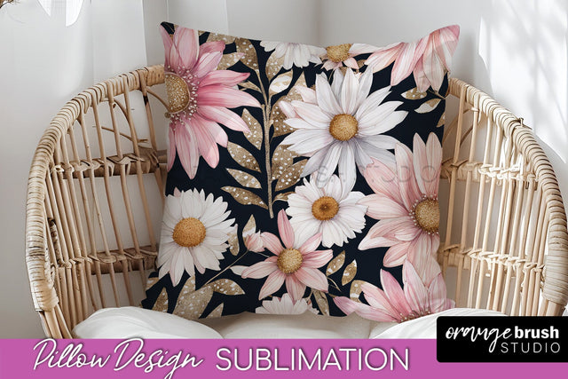 Watercolor Flowers Pillow Cover - Summer Pillow Sublimation Sublimation OrangeBrushStudio 