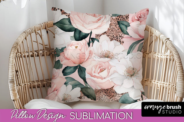 Watercolor Flowers Pillow Cover - Summer Pillow Sublimation Sublimation OrangeBrushStudio 