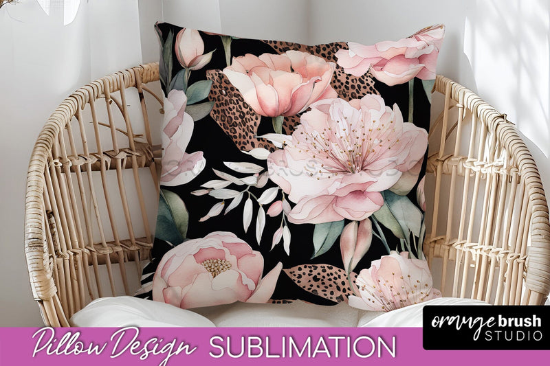Watercolor Flowers Pillow Cover - Summer Pillow Sublimation Sublimation OrangeBrushStudio 