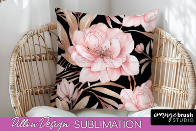 Watercolor Flowers Pillow Cover - Summer Pillow Sublimation Sublimation OrangeBrushStudio 