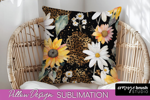 Watercolor Flowers Pillow Cover - Summer Pillow Sublimation Sublimation OrangeBrushStudio 