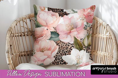 Watercolor Flowers Pillow Cover - Summer Pillow Sublimation Sublimation OrangeBrushStudio 